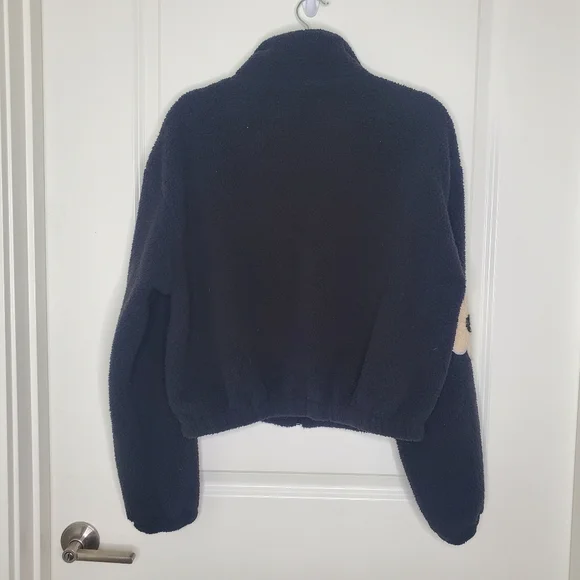 Cider Black Floral Print Polar Fleece Teddy Zip Up Jacket - Picture 7 of 9